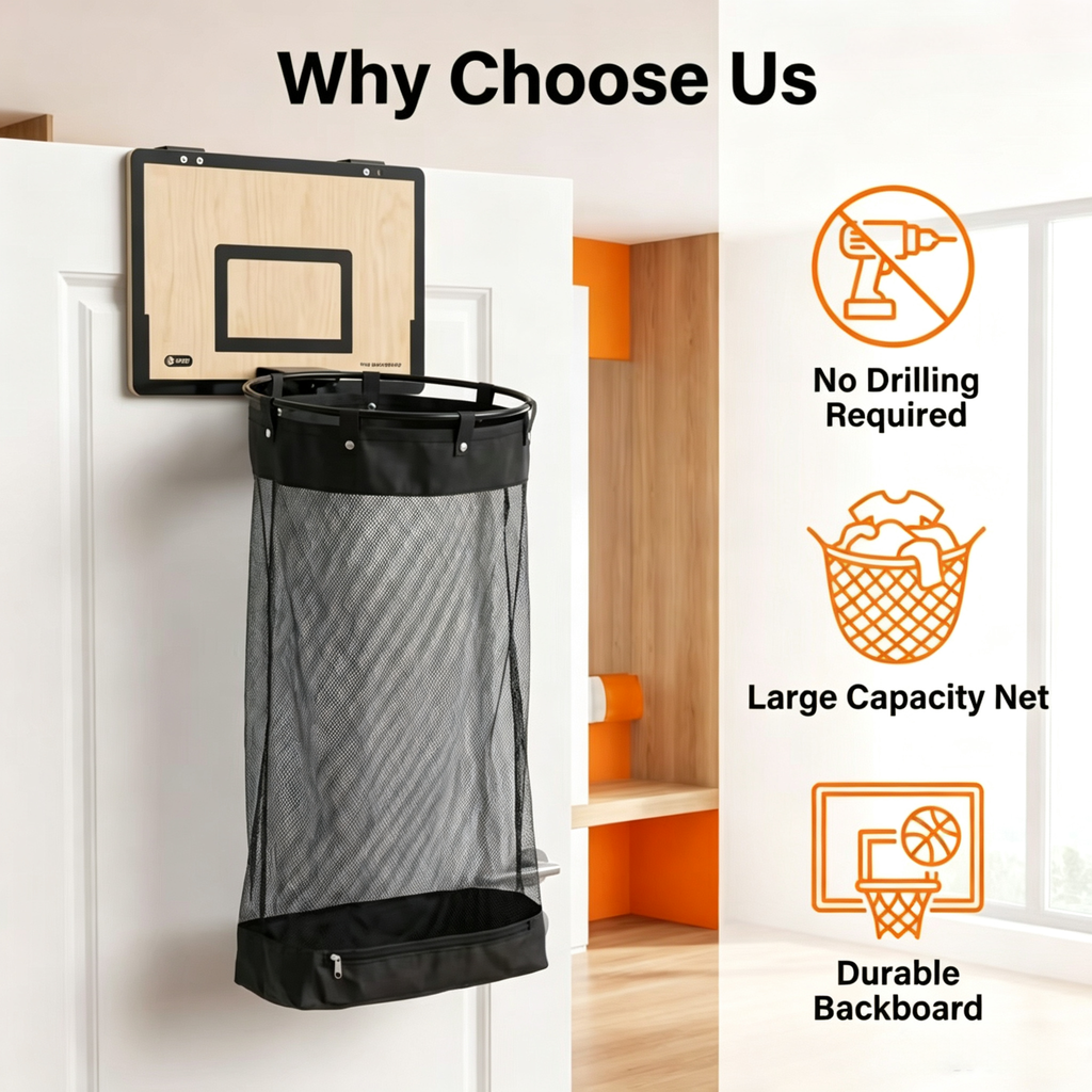 🏀 Slam & Sort™ Laundry Basketball Hamper