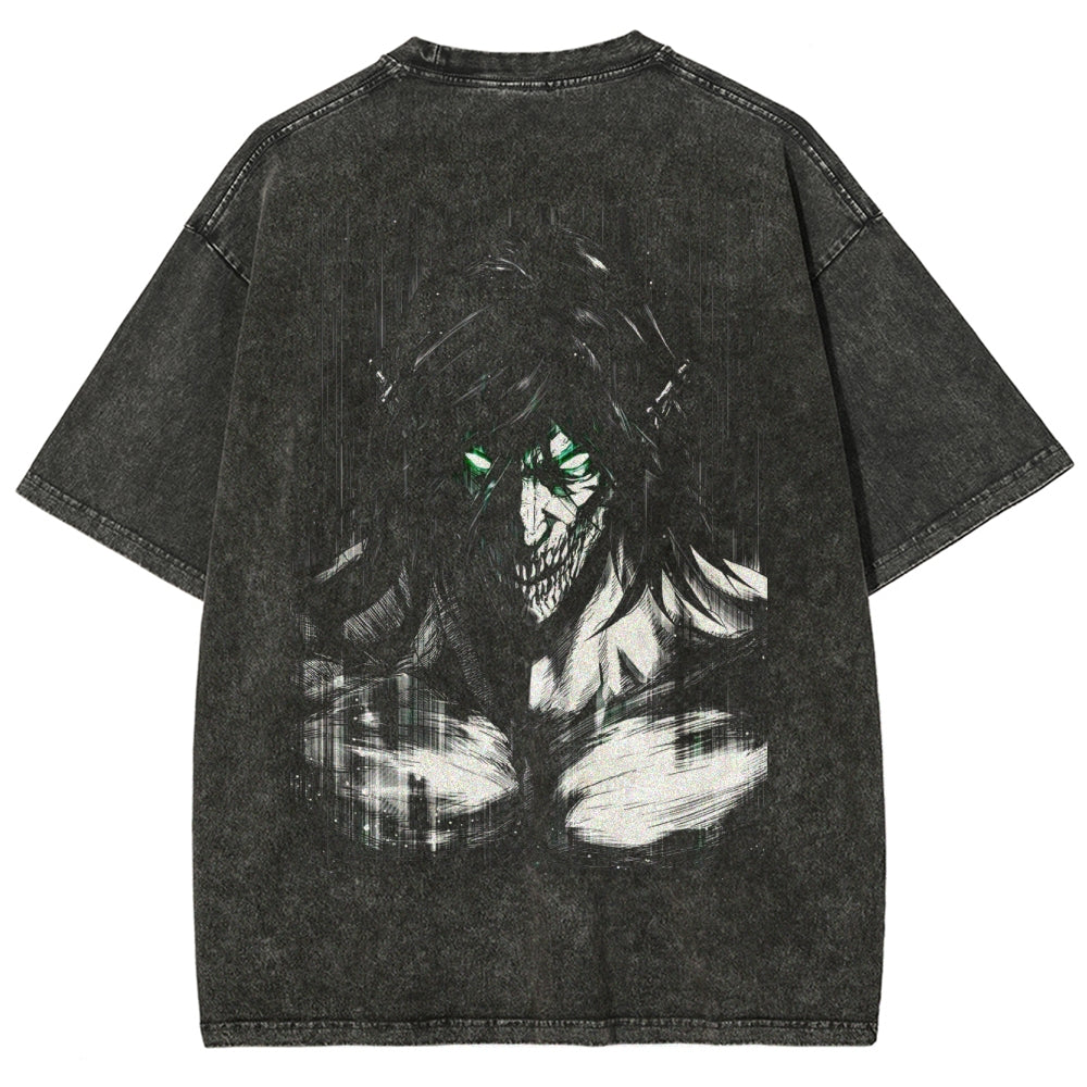 Attack On  Titan Eren Unisex Fit Washed T-Shirt