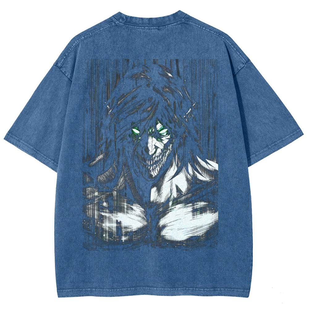 Attack On  Titan Eren Unisex Fit Washed T-Shirt
