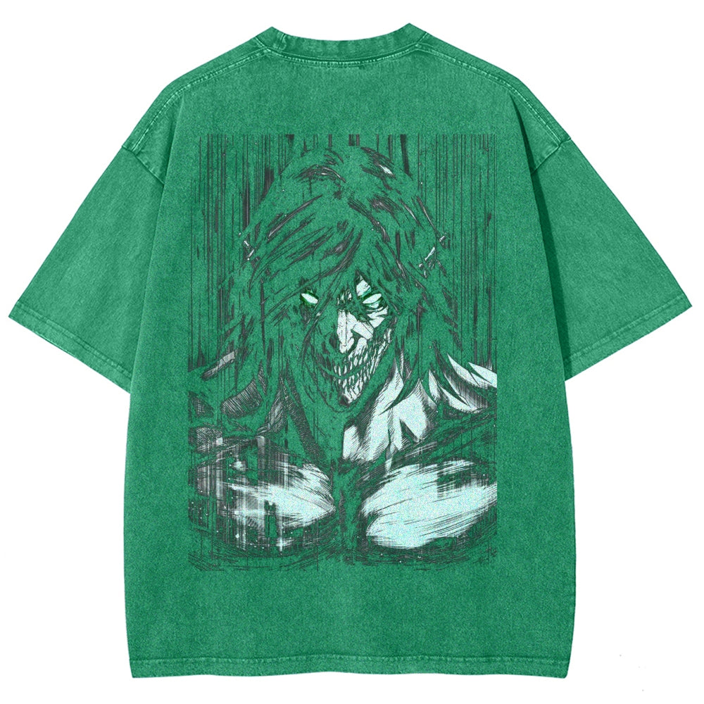 Attack On  Titan Eren Unisex Fit Washed T-Shirt