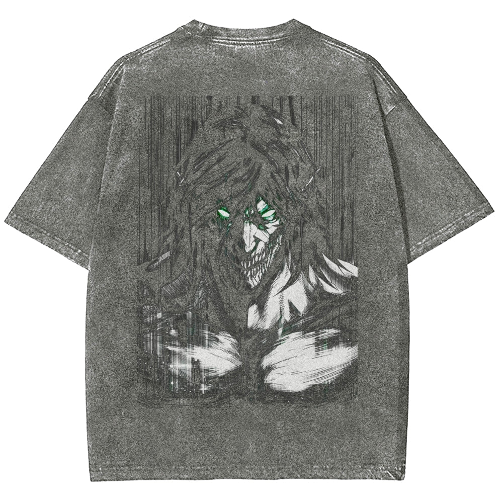 Attack On  Titan Eren Unisex Fit Washed T-Shirt
