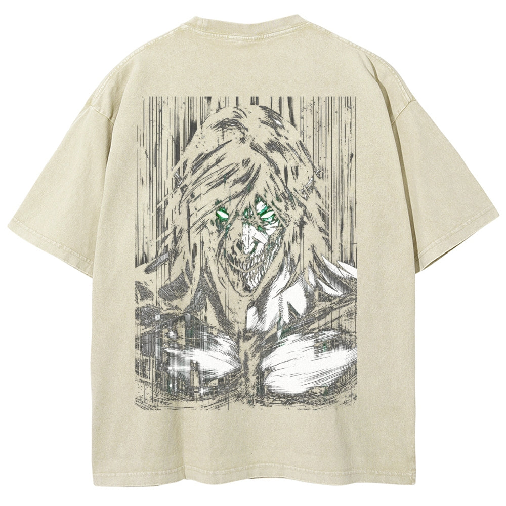 Attack On  Titan Eren Unisex Fit Washed T-Shirt