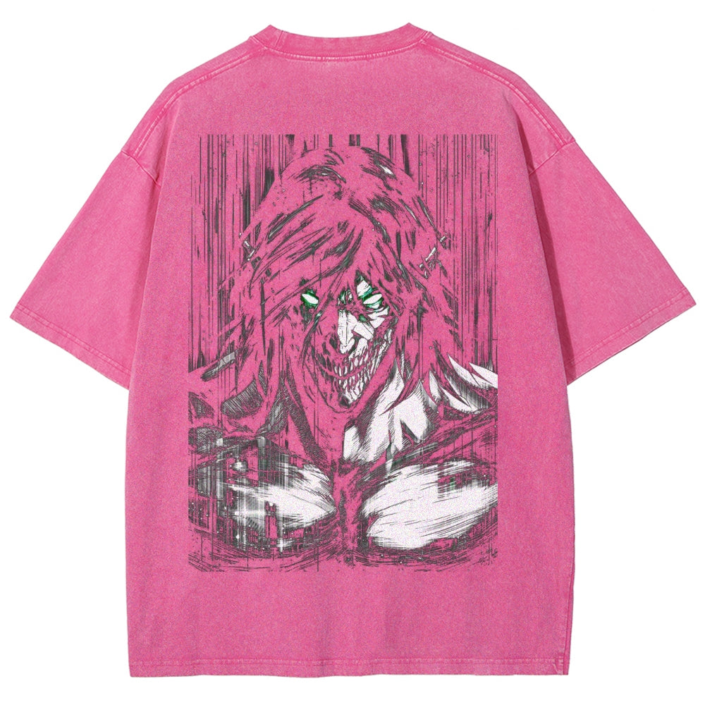 Attack On  Titan Eren Unisex Fit Washed T-Shirt