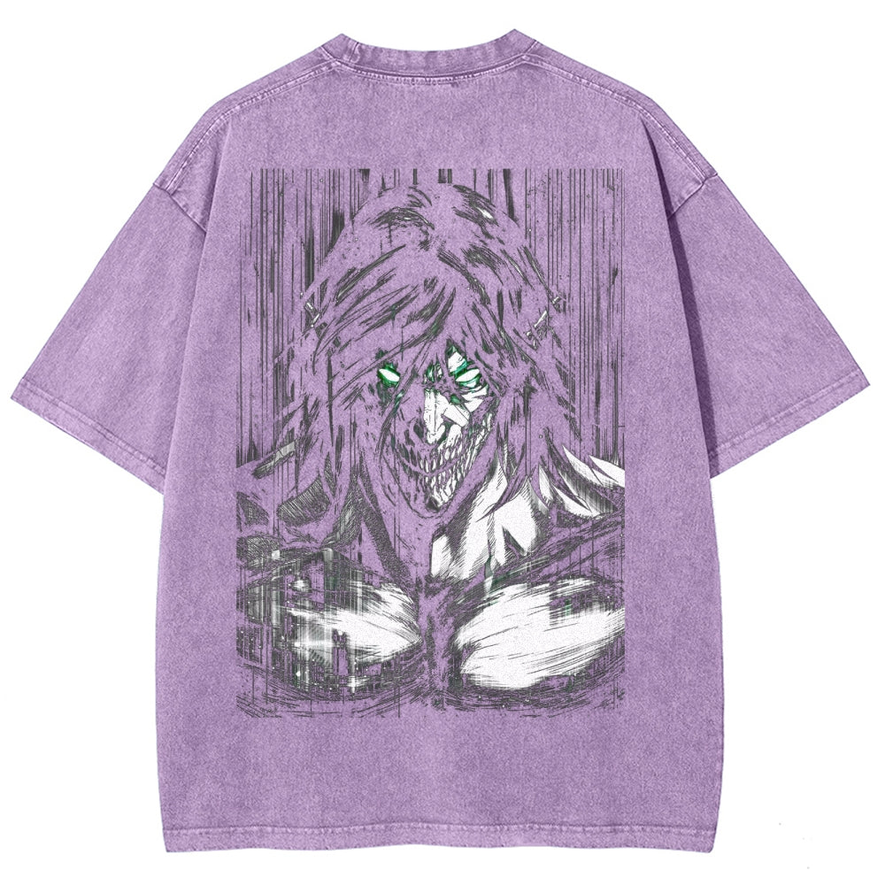 Attack On  Titan Eren Unisex Fit Washed T-Shirt