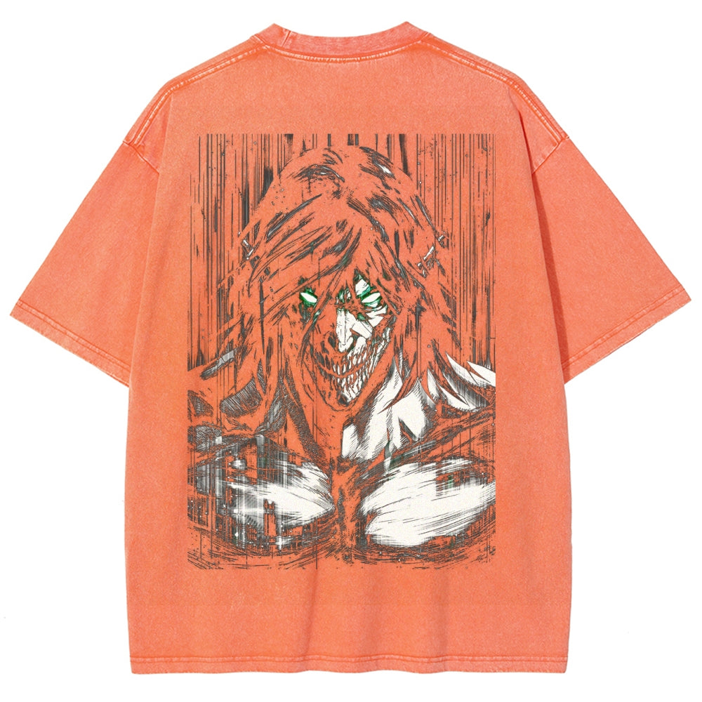 Attack On  Titan Eren Unisex Fit Washed T-Shirt