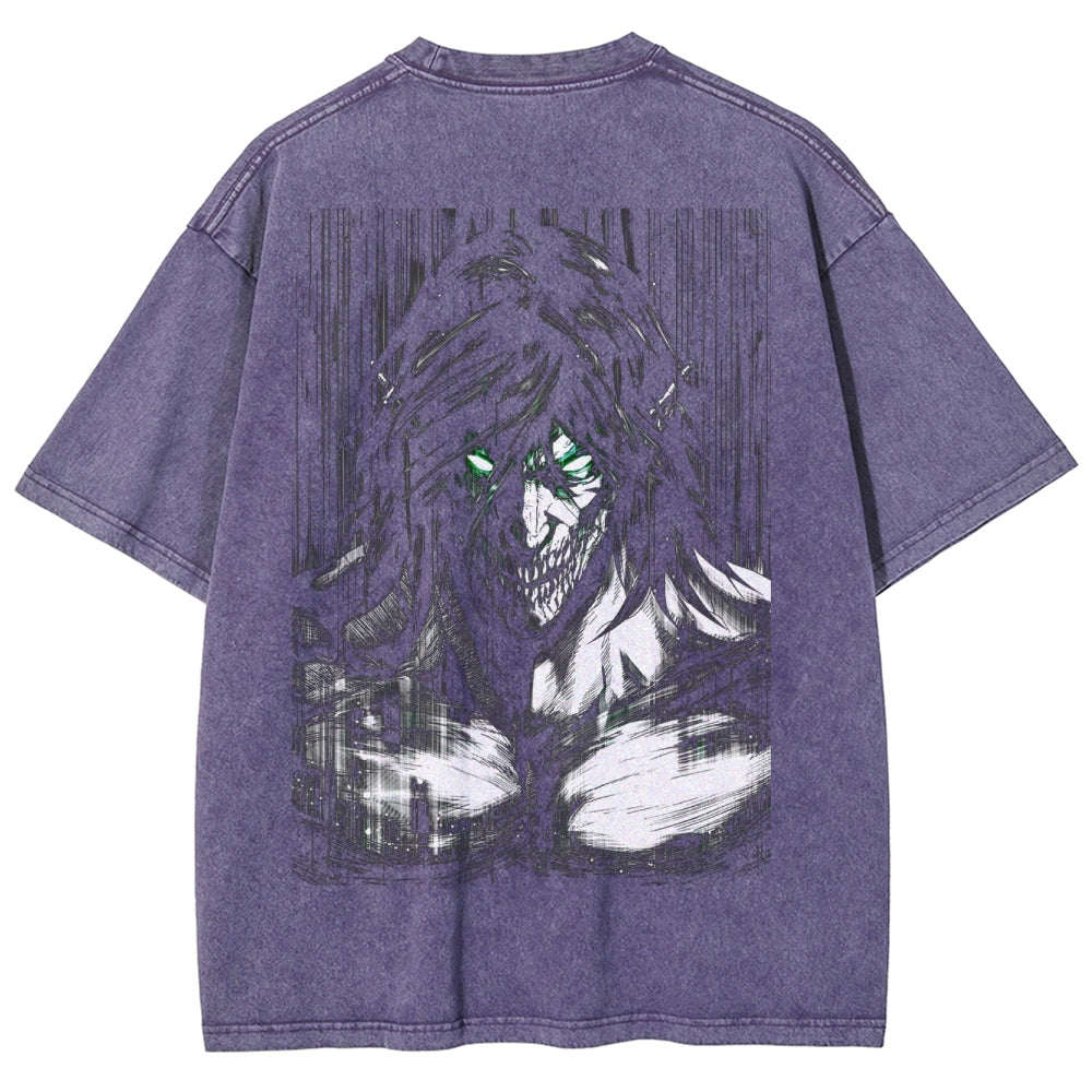 Attack On  Titan Eren Unisex Fit Washed T-Shirt