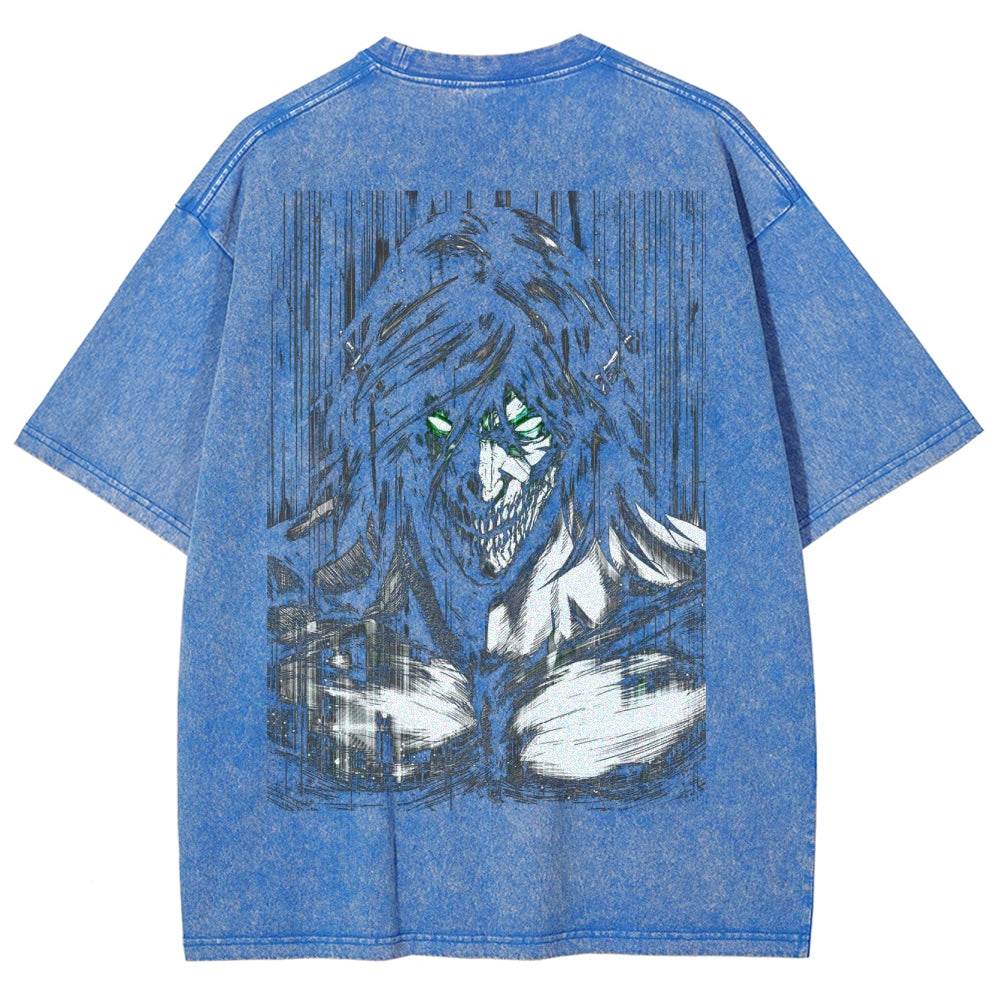 Attack On  Titan Eren Unisex Fit Washed T-Shirt