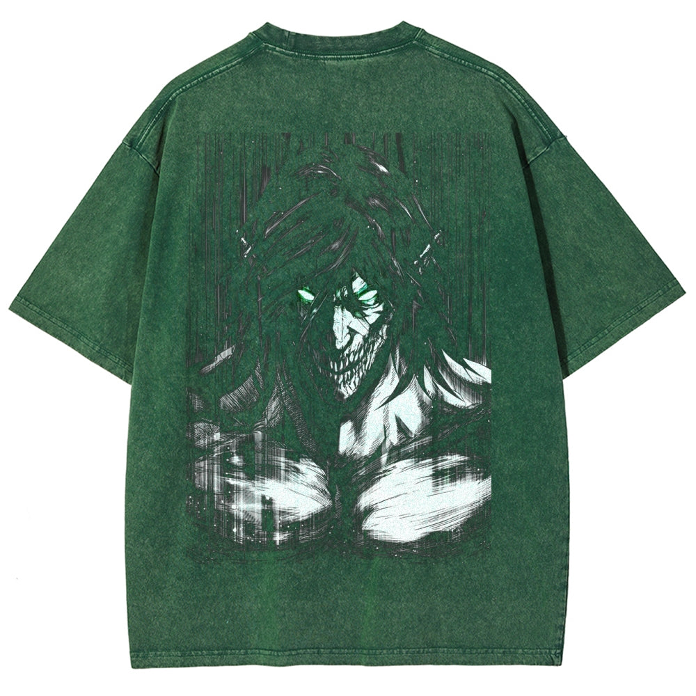Attack On  Titan Eren Unisex Fit Washed T-Shirt