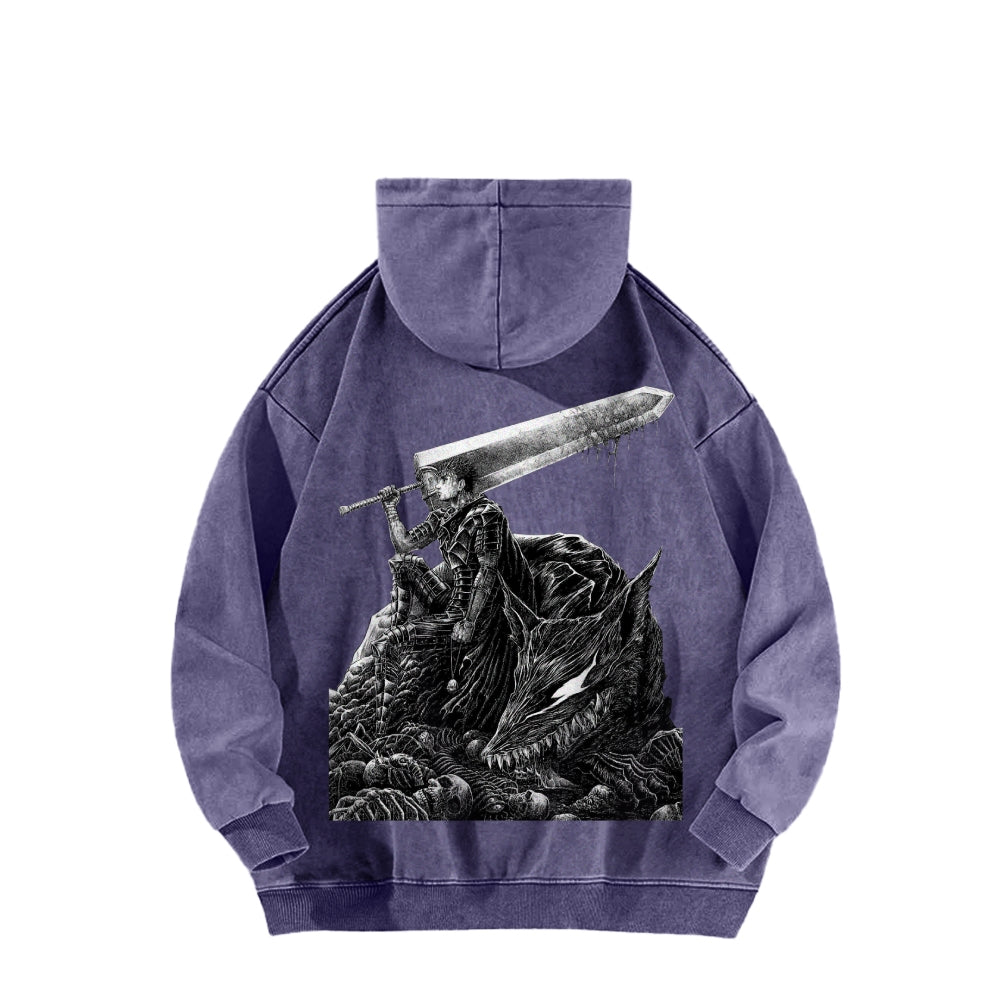 Berserk Streetwear Casual Washed Hoodies