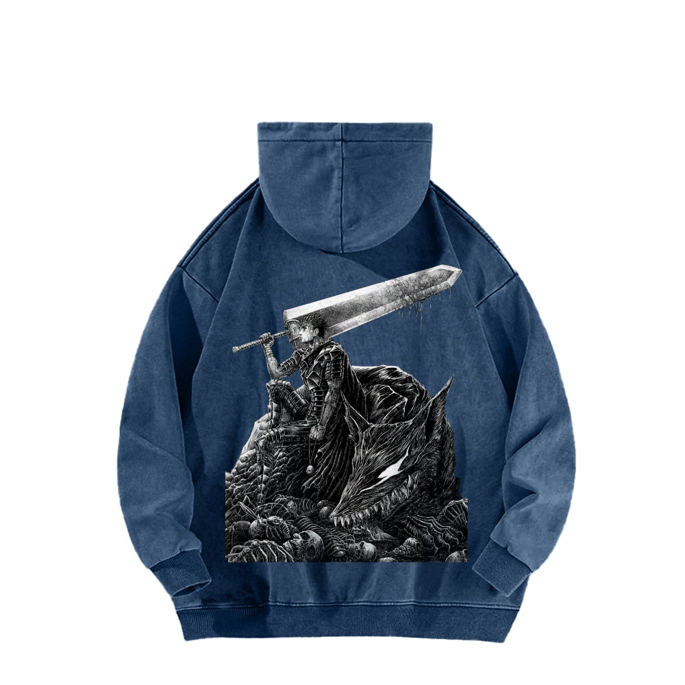 Berserk Streetwear Casual Washed Hoodies