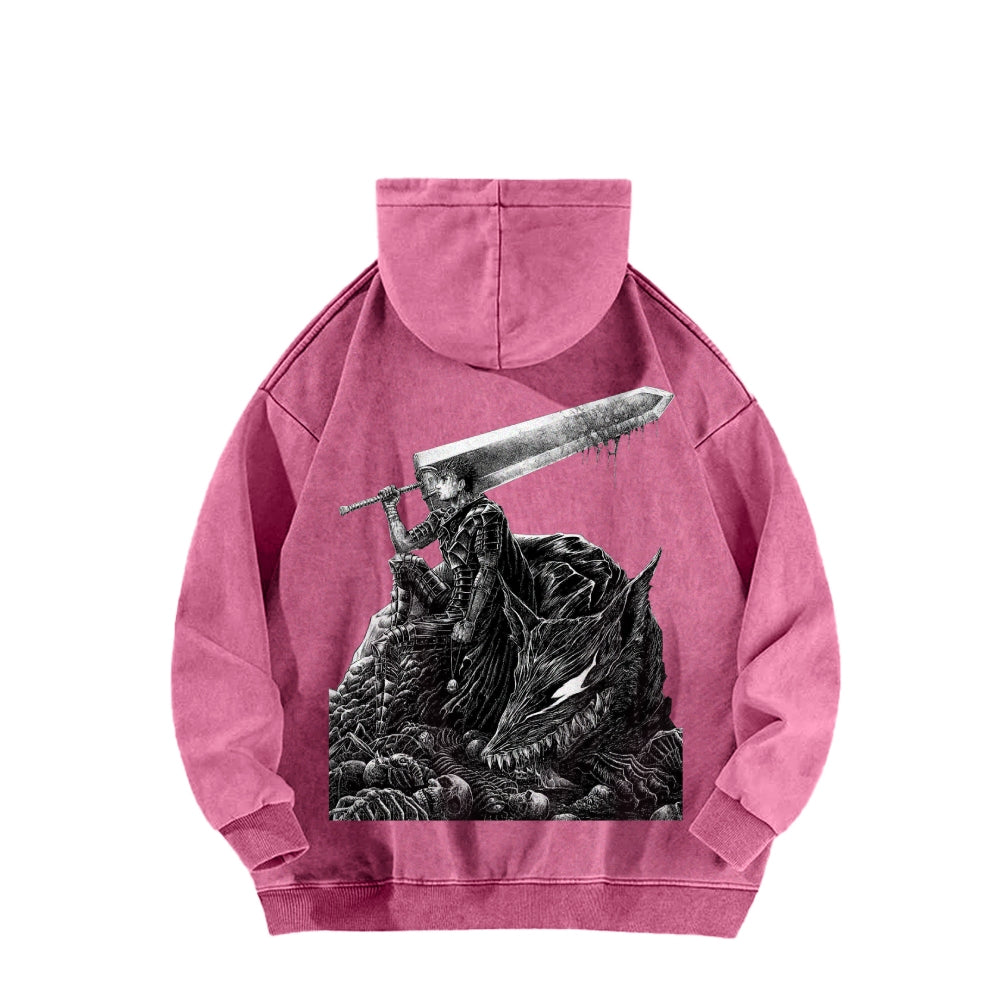 Berserk Streetwear Casual Washed Hoodies