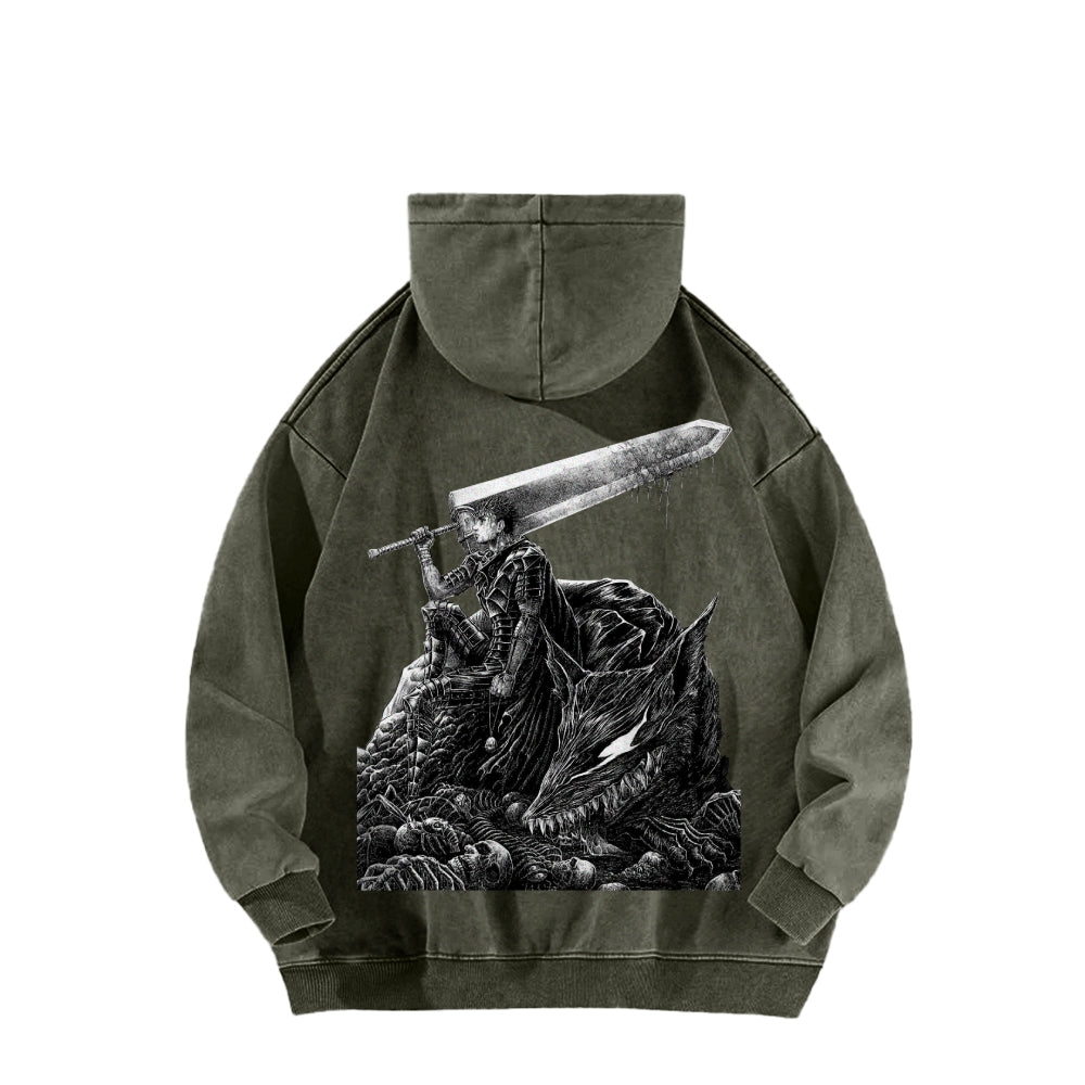 Berserk Streetwear Casual Washed Hoodies