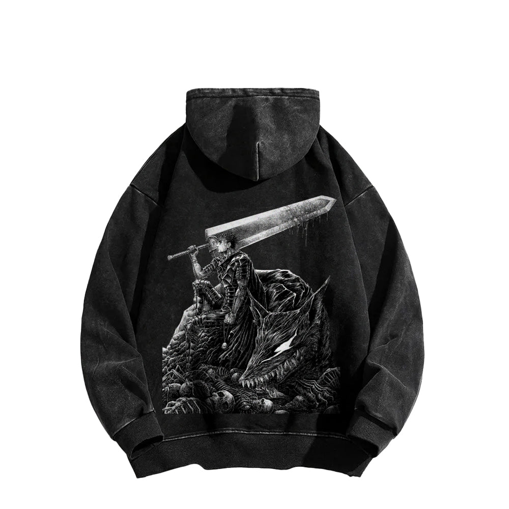 Berserk Streetwear Casual Washed Hoodies