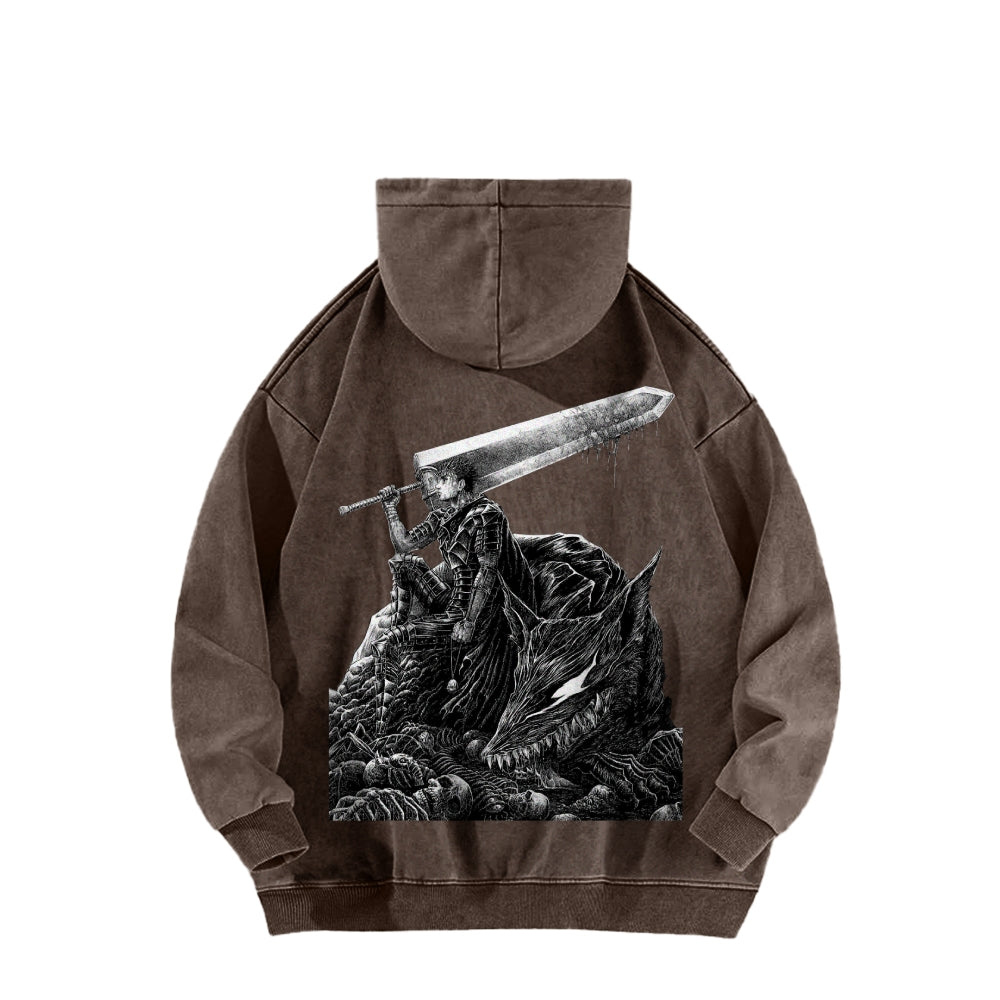 Berserk Streetwear Casual Washed Hoodies