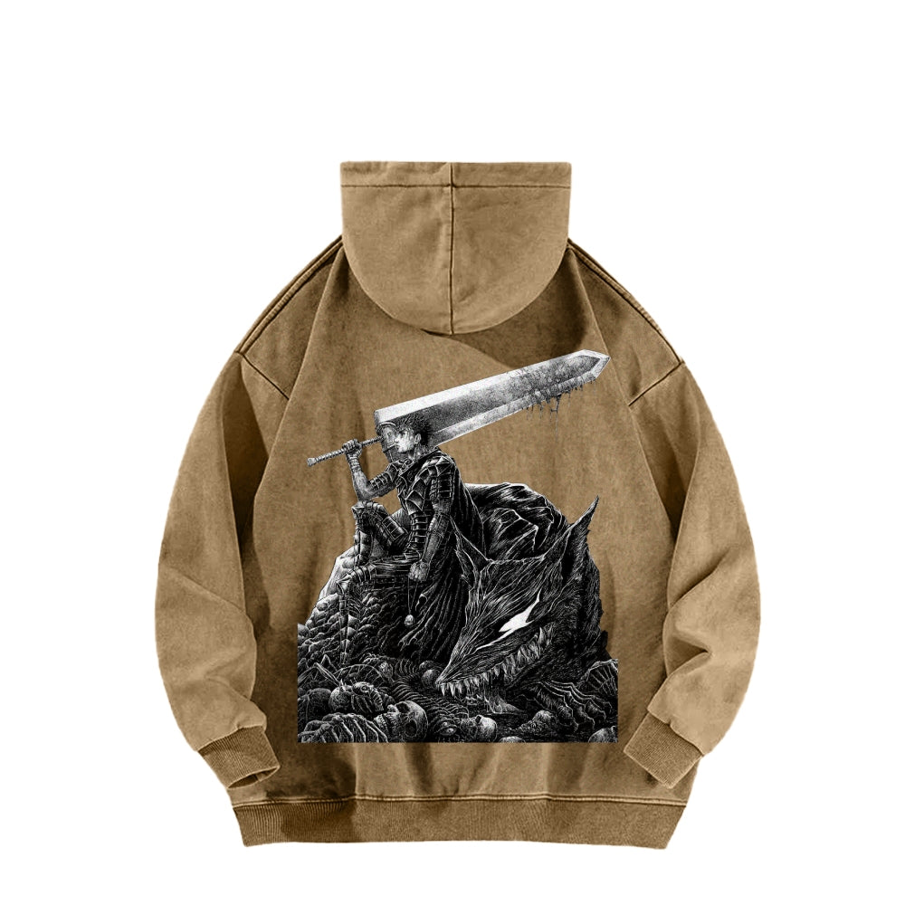 Berserk Streetwear Casual Washed Hoodies