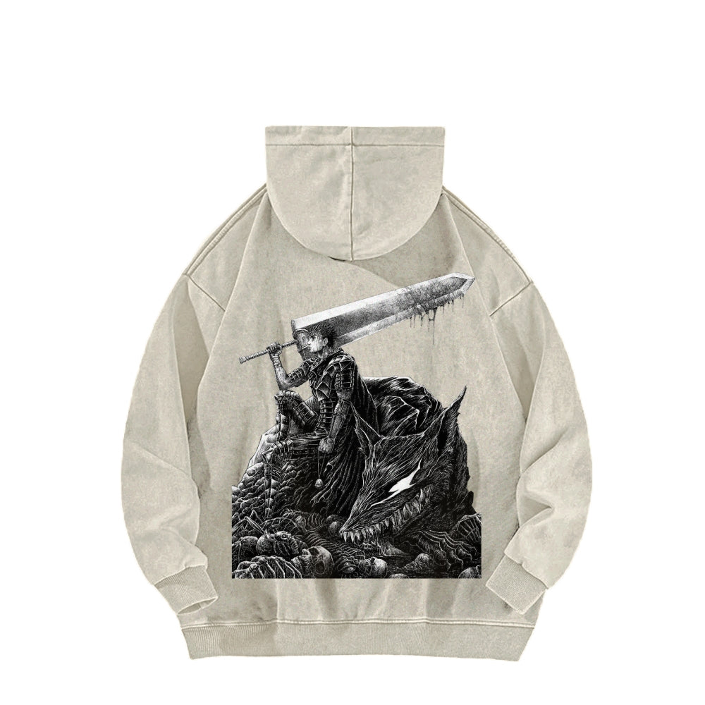 Berserk Streetwear Casual Washed Hoodies