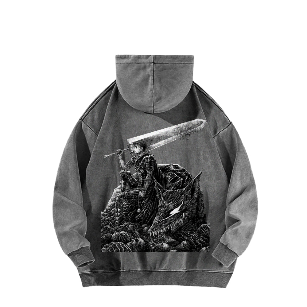 Berserk Streetwear Casual Washed Hoodies