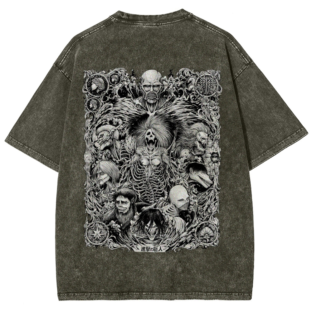 Attack on Tiitan Unisex Fit Washed T-Shirt