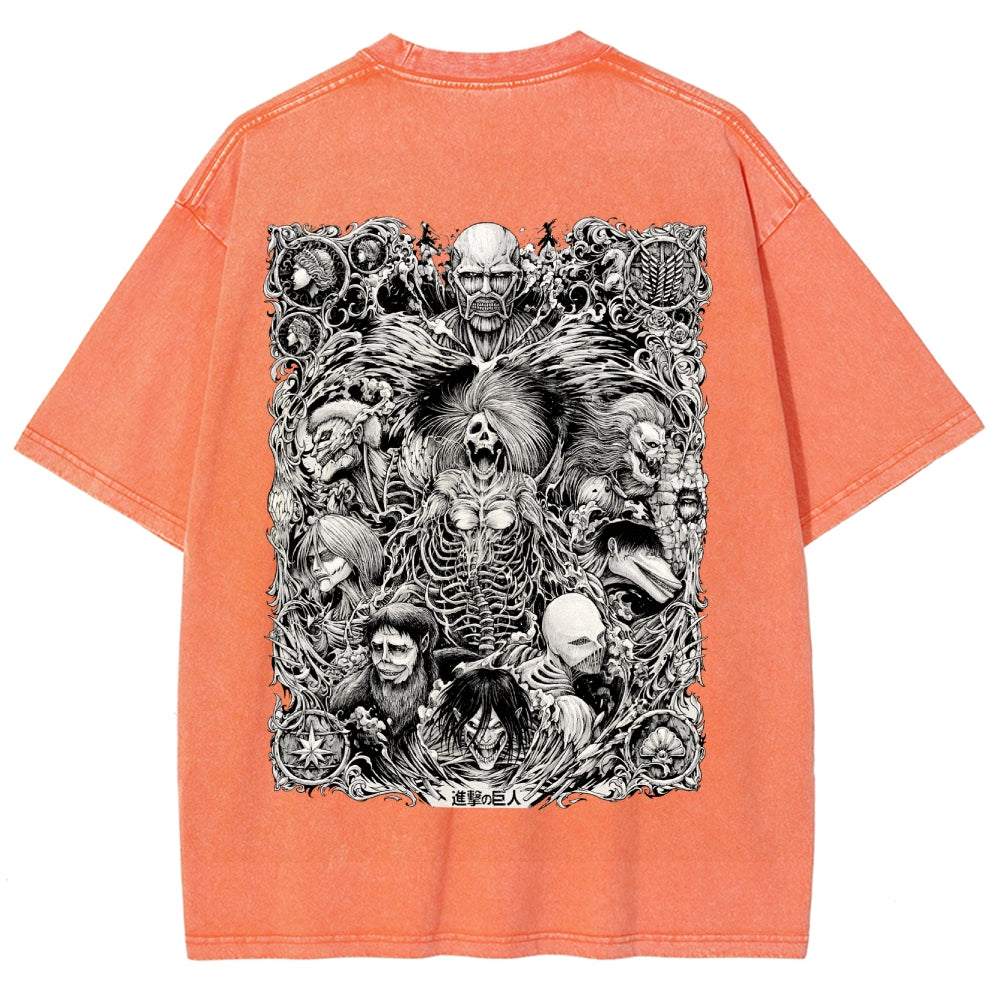Attack on Tiitan Unisex Fit Washed T-Shirt