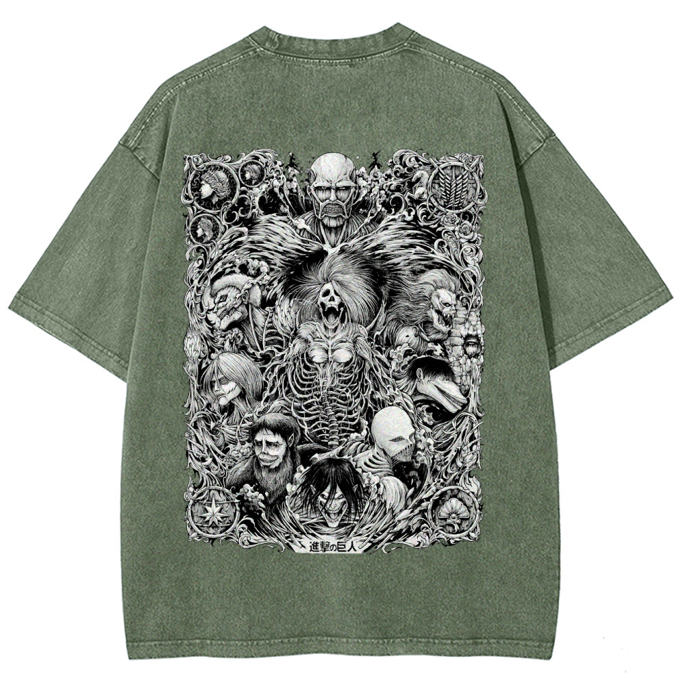Attack on Tiitan Unisex Fit Washed T-Shirt