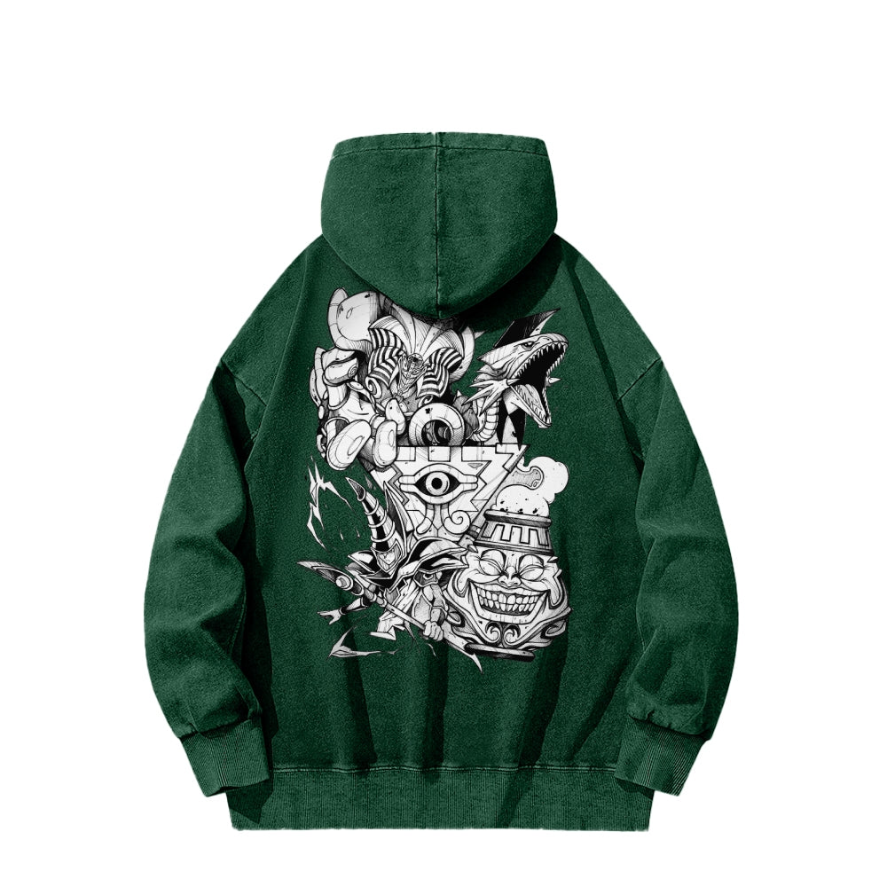 Yu-Gi-Oh! Casual Washed Hoodies Streetwear