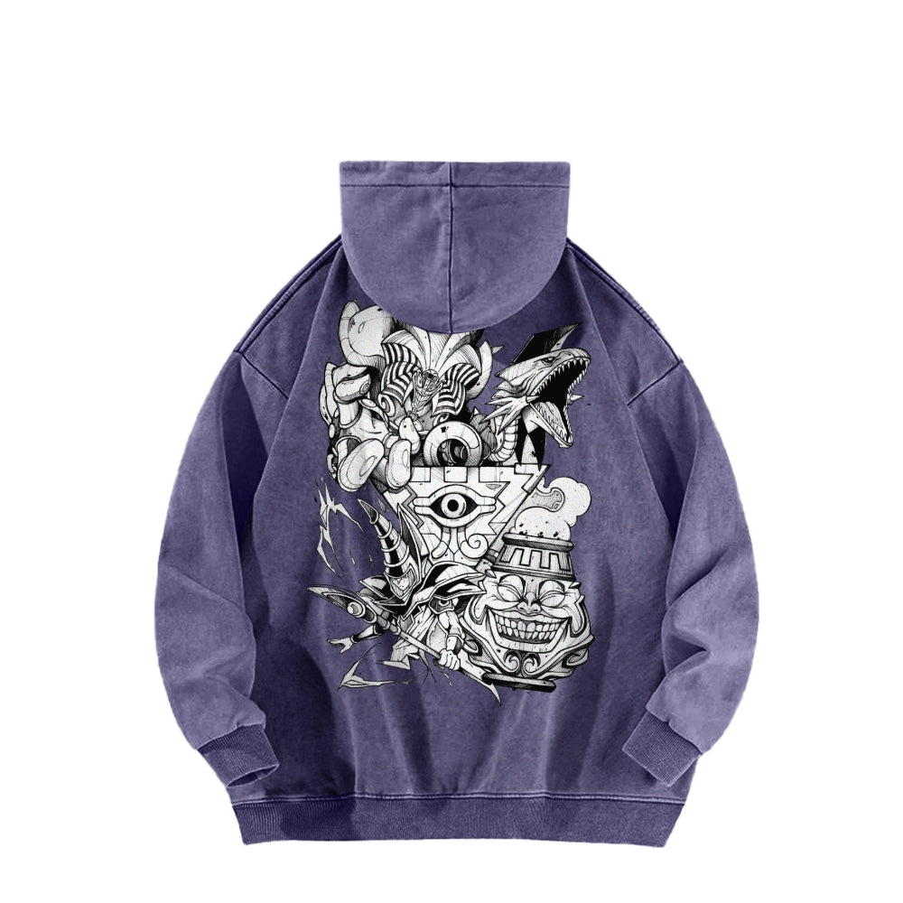 Yu-Gi-Oh! Casual Washed Hoodies Streetwear