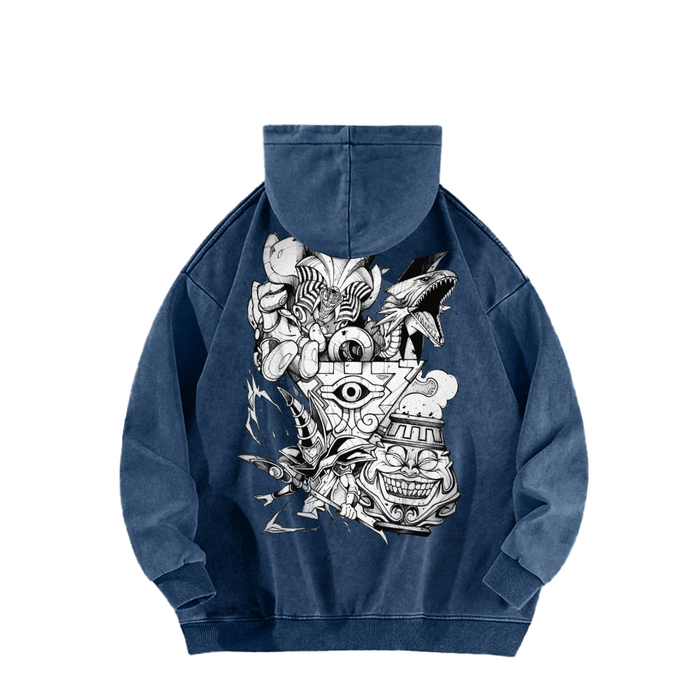Yu-Gi-Oh! Casual Washed Hoodies Streetwear