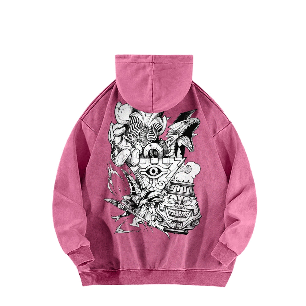 Yu-Gi-Oh! Casual Washed Hoodies Streetwear