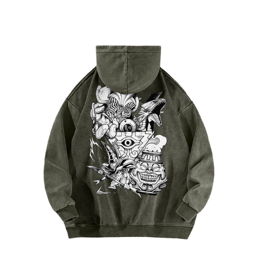 Yu-Gi-Oh! Casual Washed Hoodies Streetwear