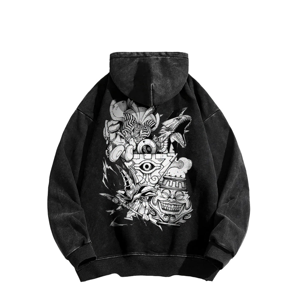 Yu-Gi-Oh! Casual Washed Hoodies Streetwear