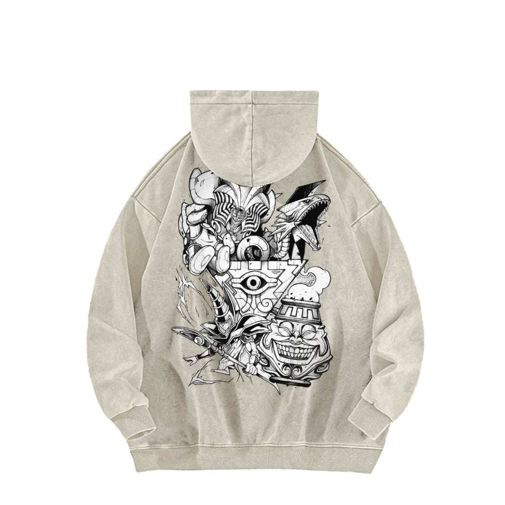 Yu-Gi-Oh! Casual Washed Hoodies Streetwear