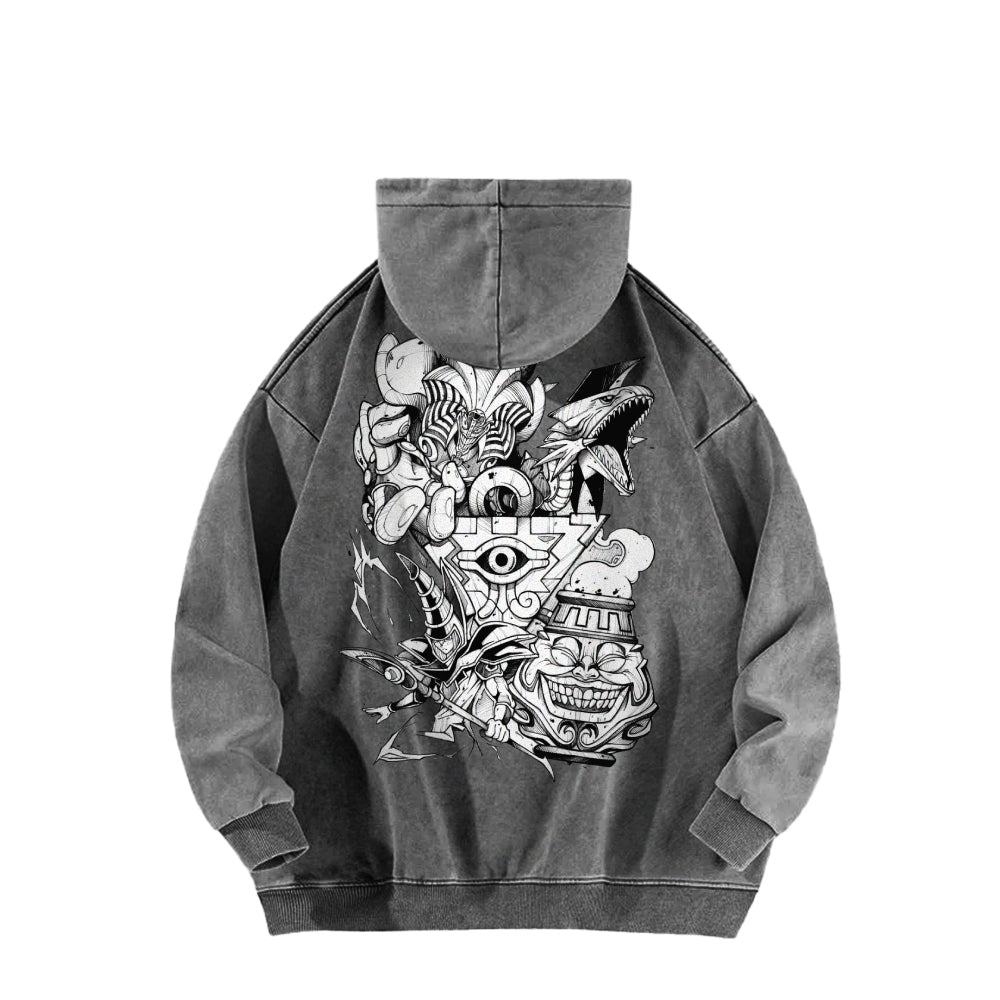 Yu-Gi-Oh! Casual Washed Hoodies Streetwear