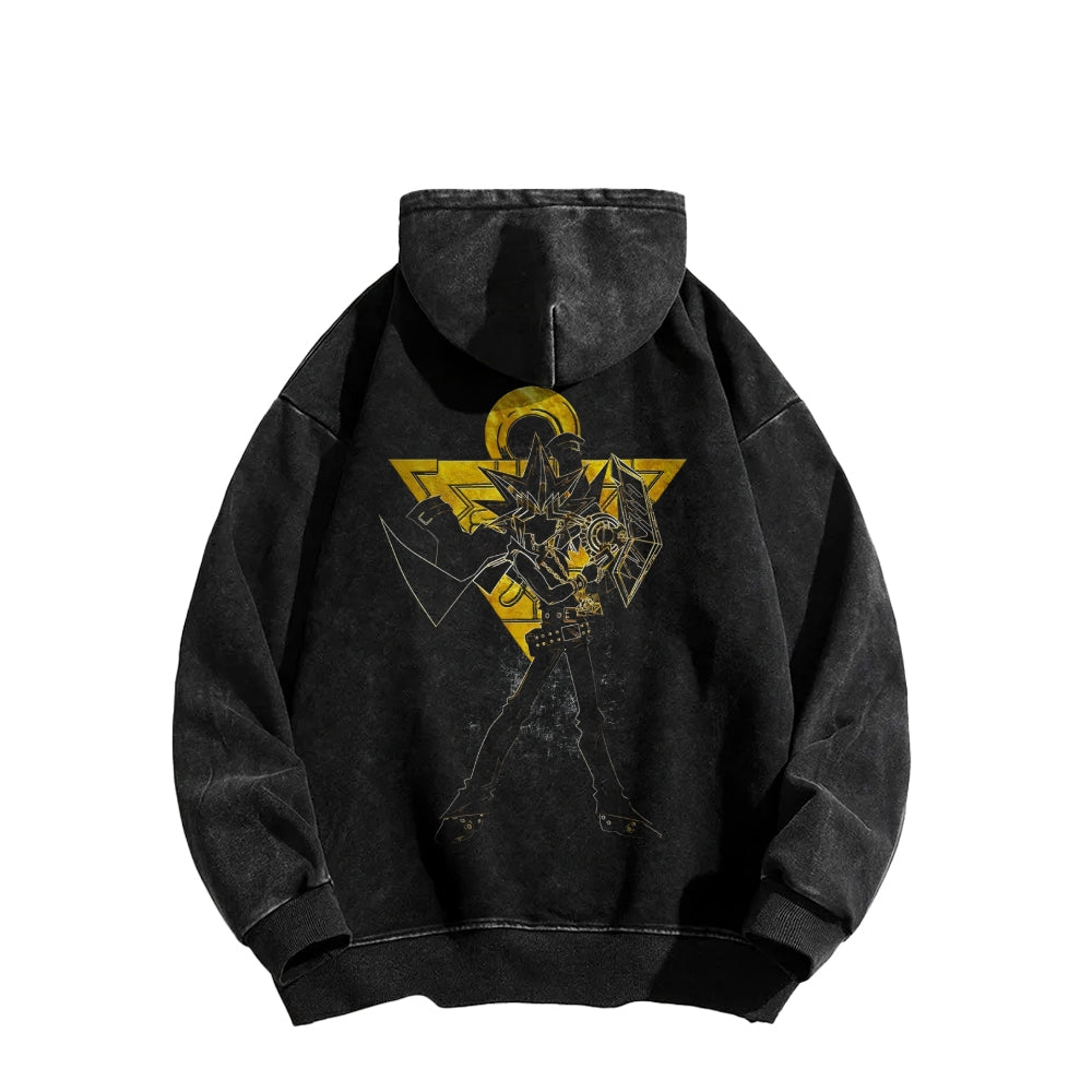 Yu-Gi-Oh! Casual Washed Hoodies Streetwear