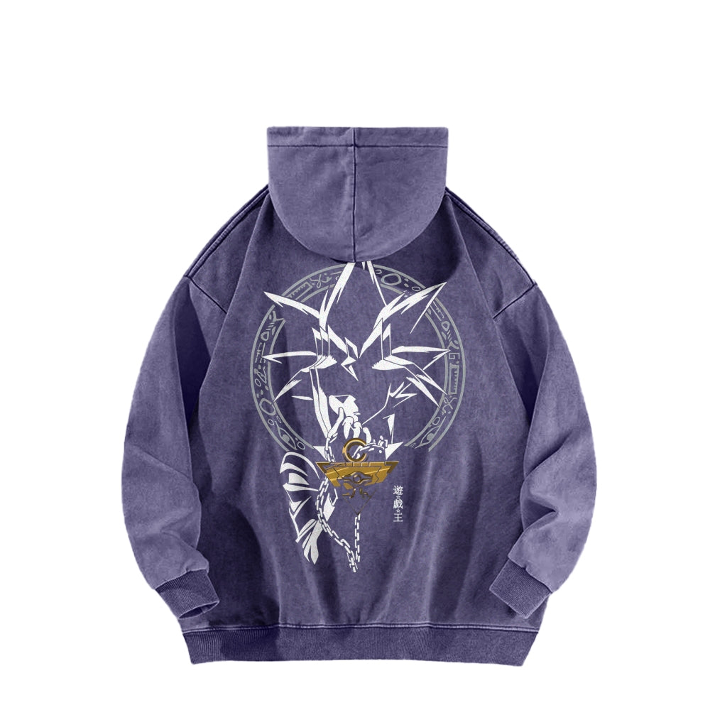 Yu-Gi-Oh! Casual Washed Hoodies Streetwear