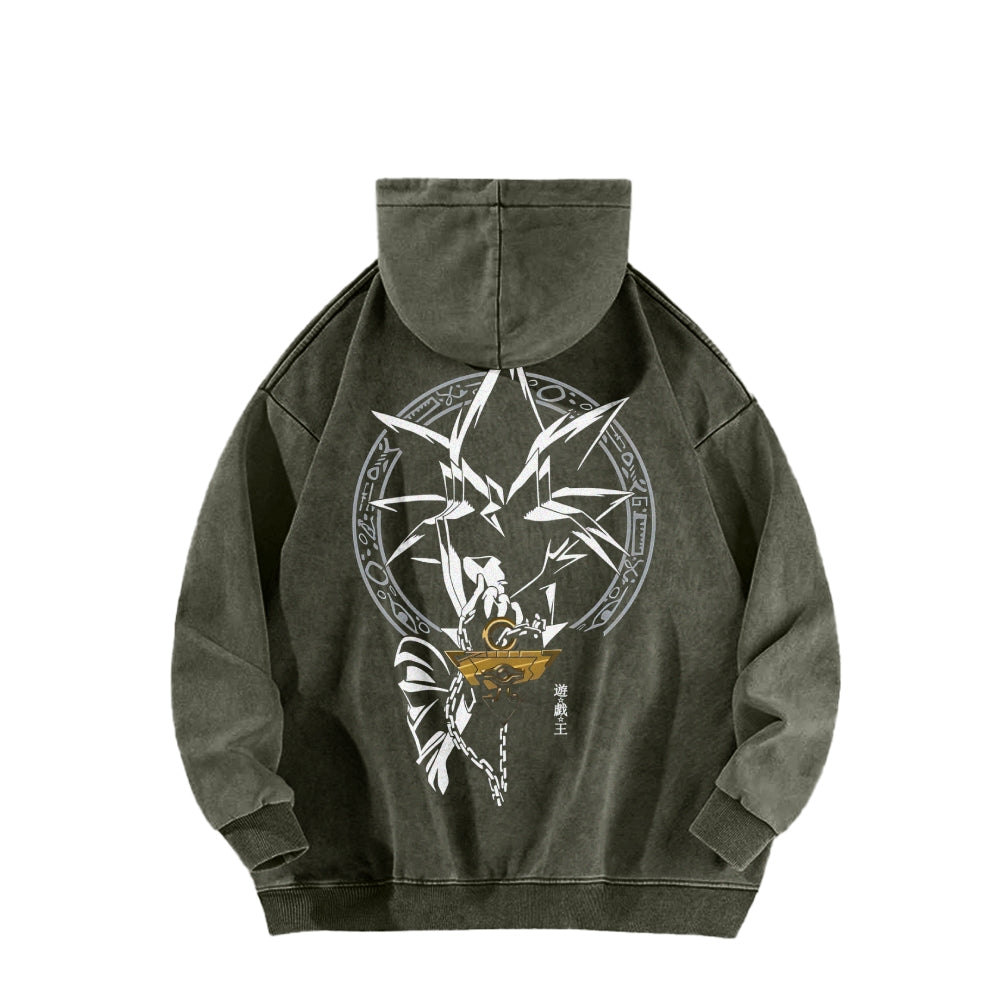 Yu-Gi-Oh! Casual Washed Hoodies Streetwear