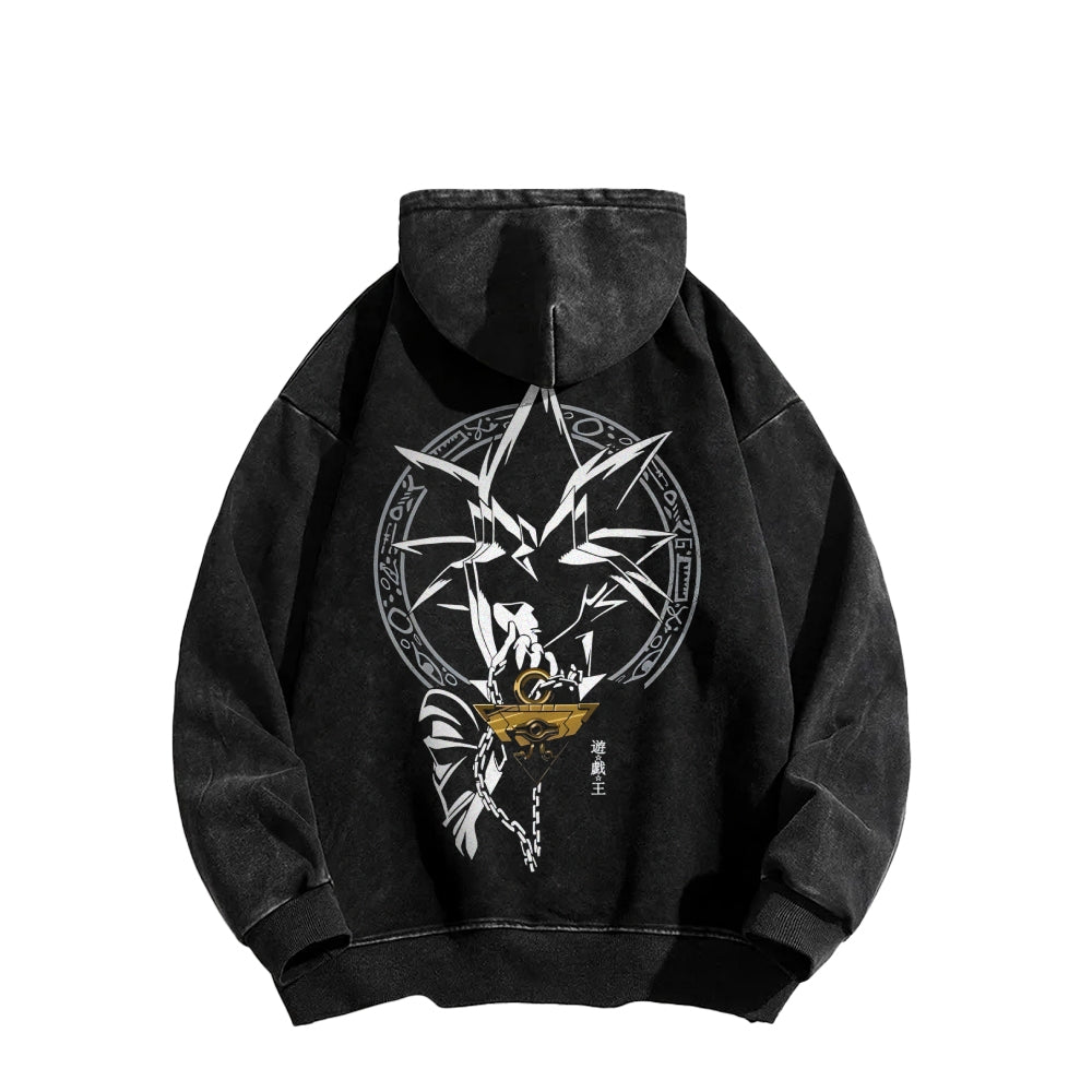 Yu-Gi-Oh! Casual Washed Hoodies Streetwear