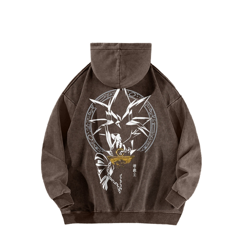 Yu-Gi-Oh! Casual Washed Hoodies Streetwear