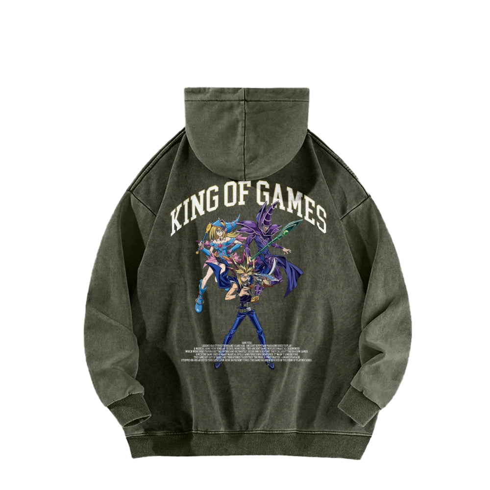Yu-Gi-Oh! Casual Washed Hoodies Streetwear