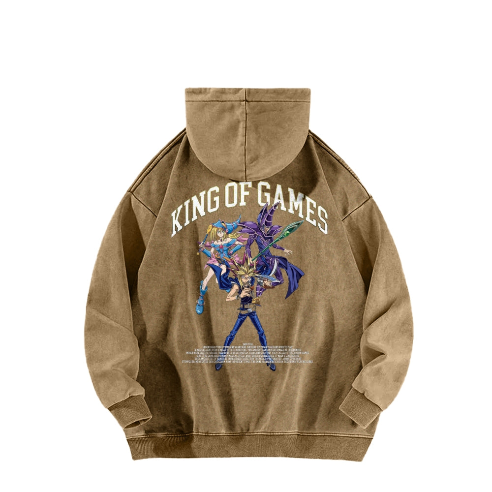 Yu-Gi-Oh! Casual Washed Hoodies Streetwear