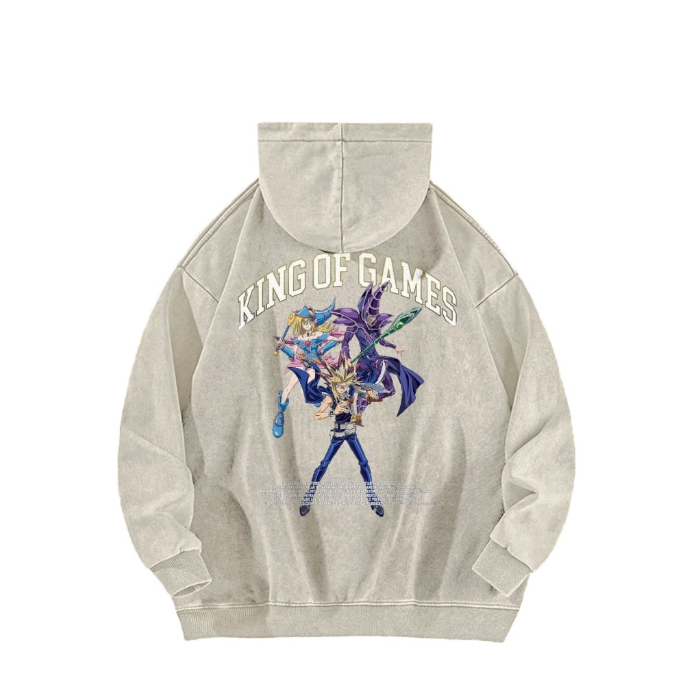 Yu-Gi-Oh! Casual Washed Hoodies Streetwear