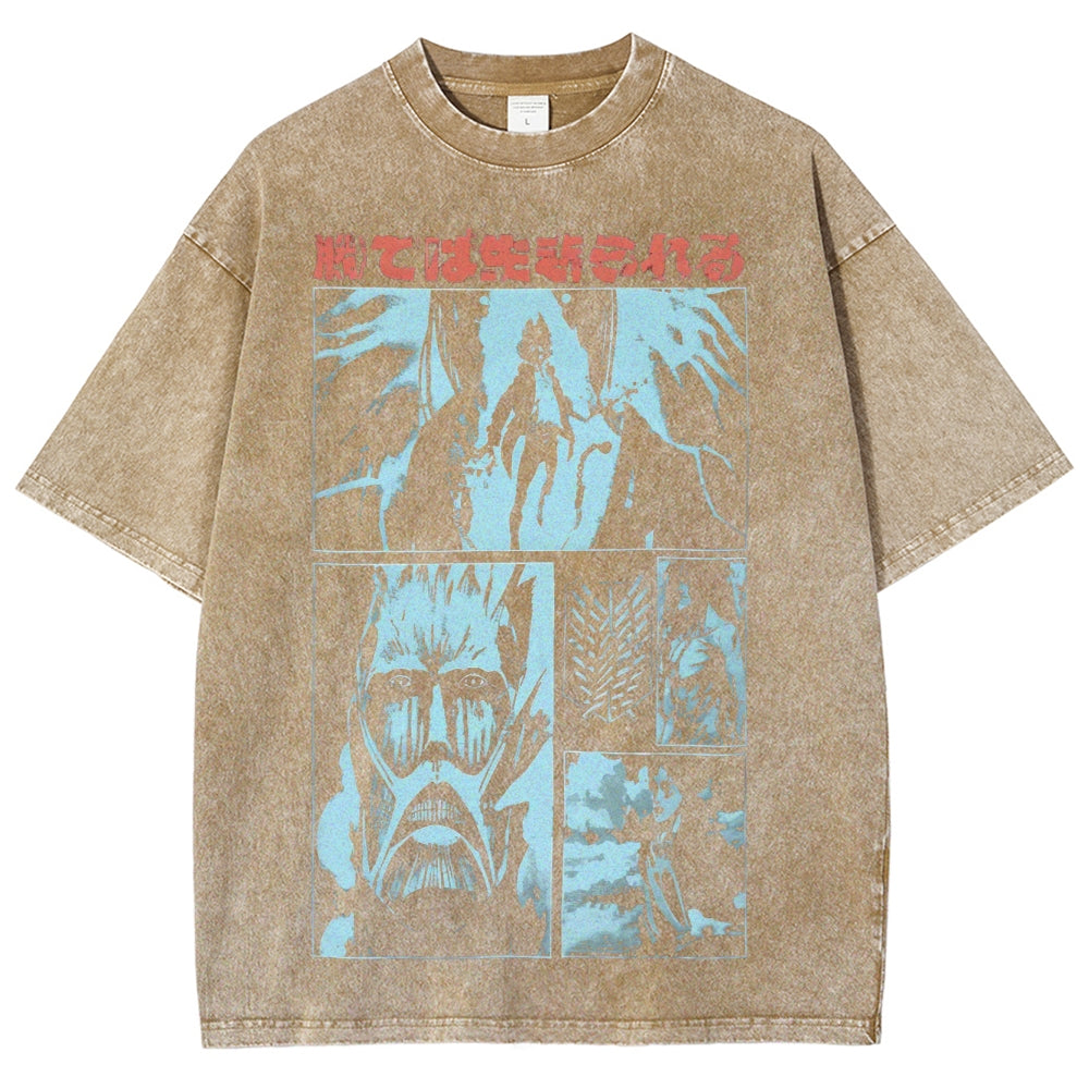 Attack On Titan Unisex Fit Washed T-Shirt 2503000036