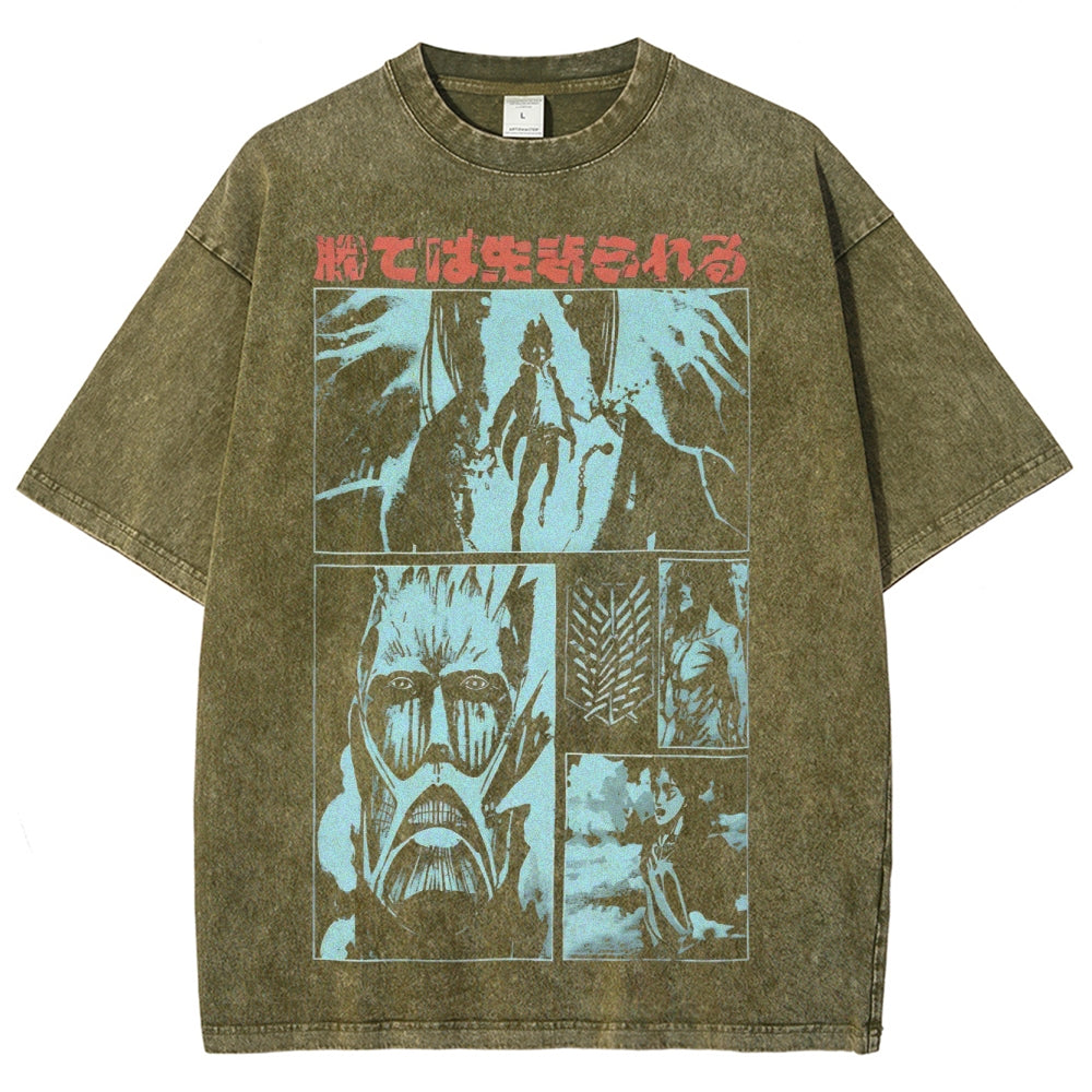 Attack On Titan Unisex Fit Washed T-Shirt 2503000036
