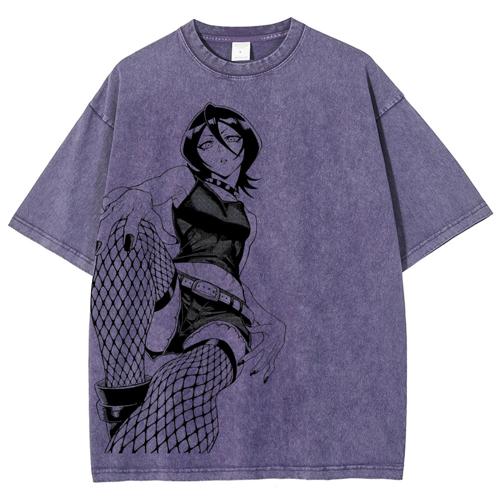 Bleach Vintage Rukia Kuchiki Unisex Fit Washed T-Shirt 2504003161
