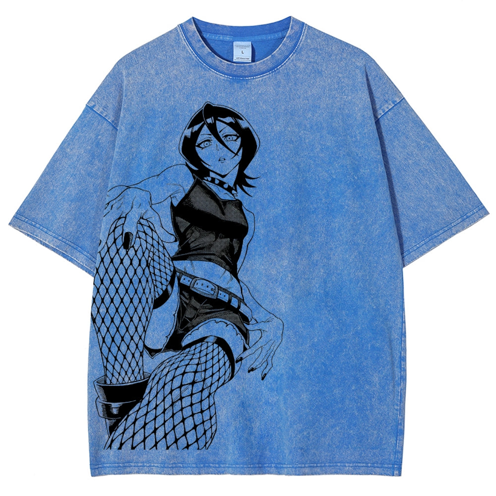 Bleach Vintage Rukia Kuchiki Unisex Fit Washed T-Shirt 2504003161