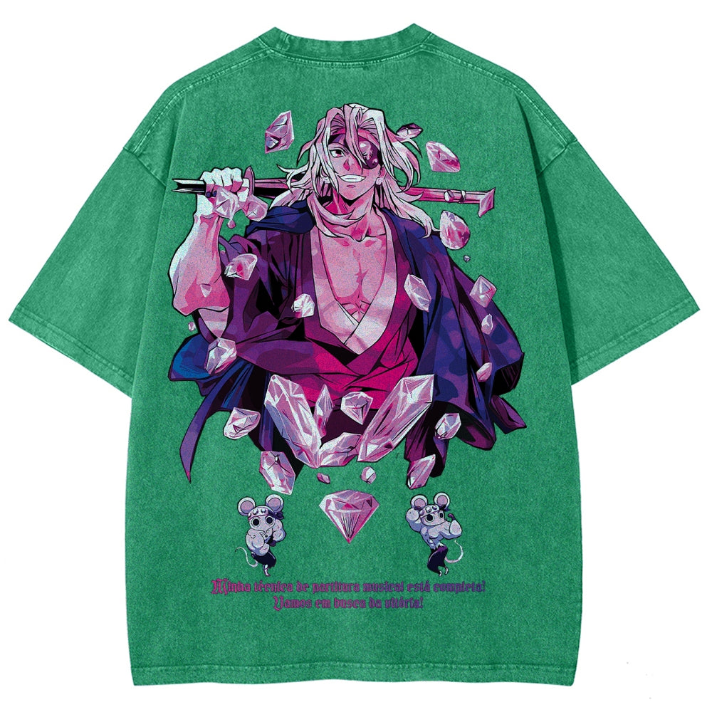Gurren lagann Demon Slayer Uzui Tengen Unisex Fit Washed T-Shirt 2504004051