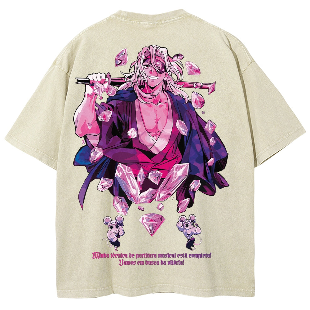 Gurren lagann Demon Slayer Uzui Tengen Unisex Fit Washed T-Shirt 2504004051