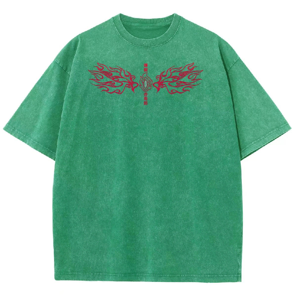 Demon Slayer Rengoku Kyoujurou Unisex Fit Washed T-Shirt 2504004054