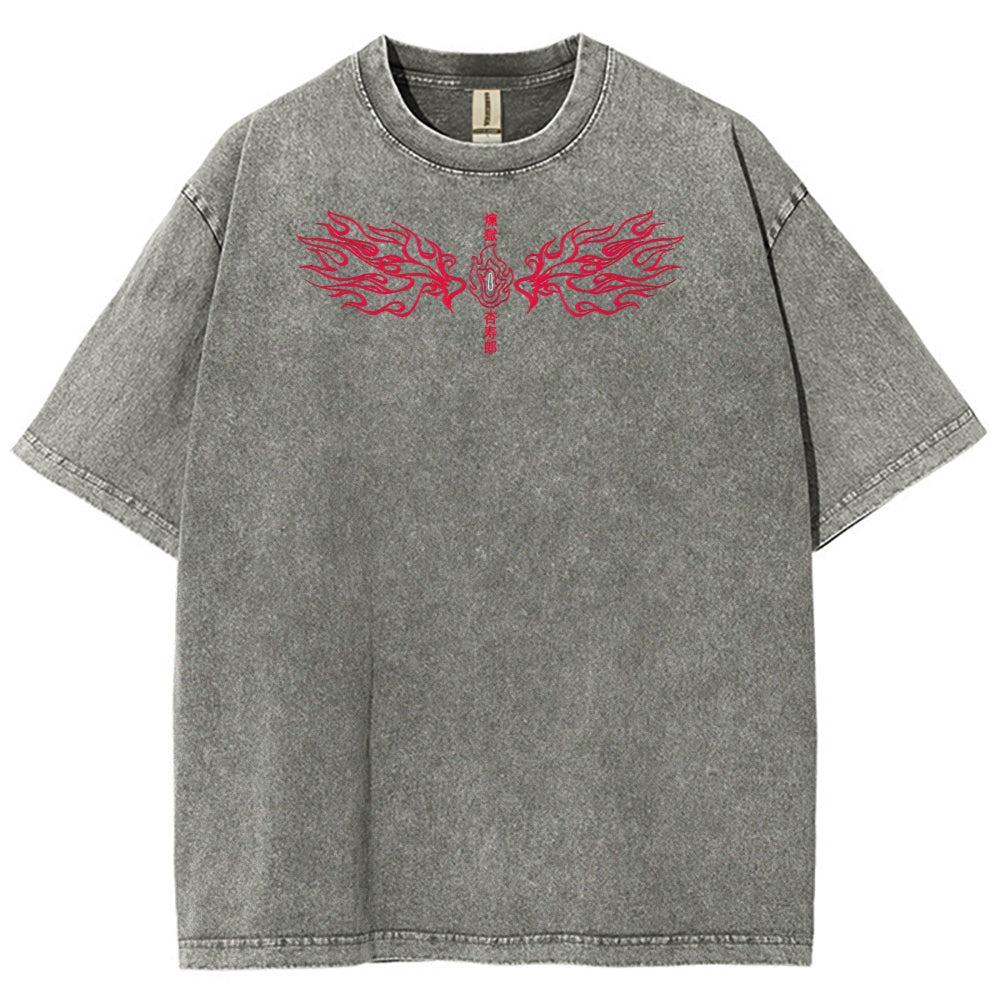 Demon Slayer Rengoku Kyoujurou Unisex Fit Washed T-Shirt 2504004054
