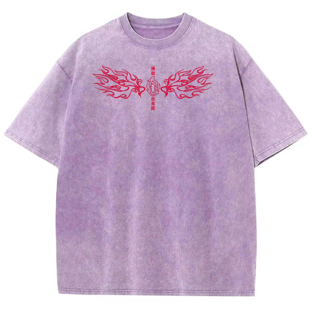 Demon Slayer Rengoku Kyoujurou Unisex Fit Washed T-Shirt 2504004054