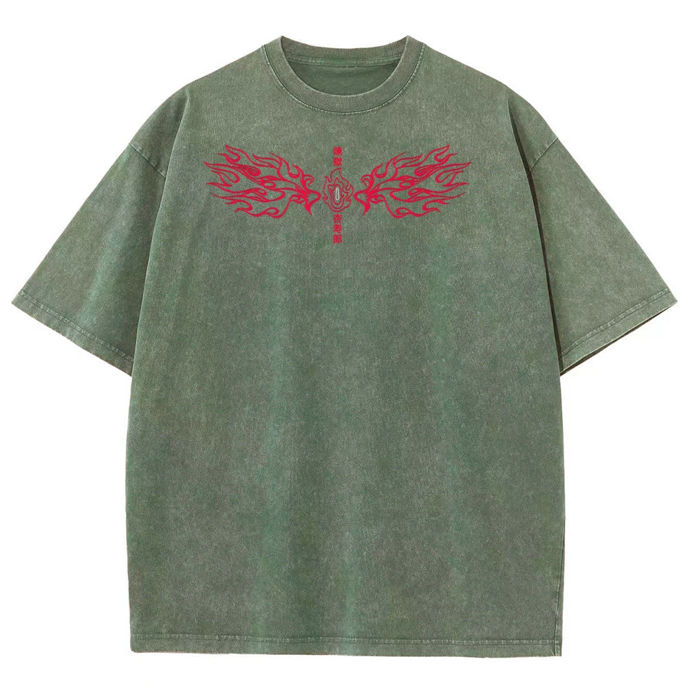 Demon Slayer Rengoku Kyoujurou Unisex Fit Washed T-Shirt 2504004054